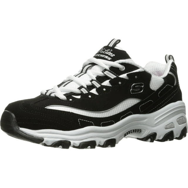 Zapatilla Skechers D'Lites-Me Time para mujer, color blanco y negro