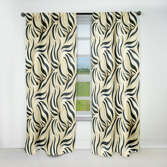 Designart "Zebra Harmony In Cream" Abstract Blackout Modern Curtain, Abstract