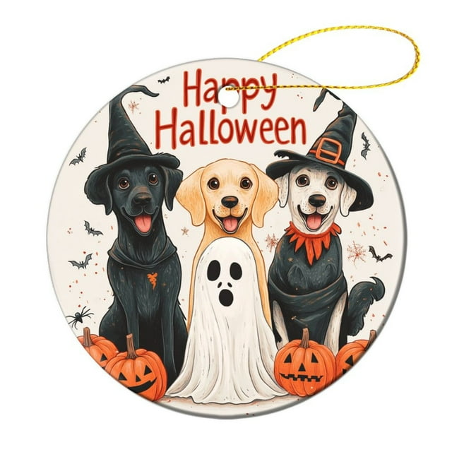 Christmas Ceramic Ornament Rustic Halloween Decorations Ornament Keepsake Pumpkin Ghost Spooky Dog Halloween Xmas Trees Decorations Keepsake Gifts Housewarming Gift