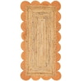 thumbnail image 2 of 2.6x5 Ft Orange & Natural Jute Premium Scalloped Jute Rug – Handcrafted Natural Braided Carpet for Living Room, Bedroom, Entryway – Boho Home Decor, 2 of 5