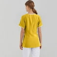 thumbnail image 3 of Ktyne Blouses Médicales pour Femmes Col en V Manches Courtes Extensibles Uniforme de Travail Infirmière Décontracté avec Poche Jaune G, 3 of 4