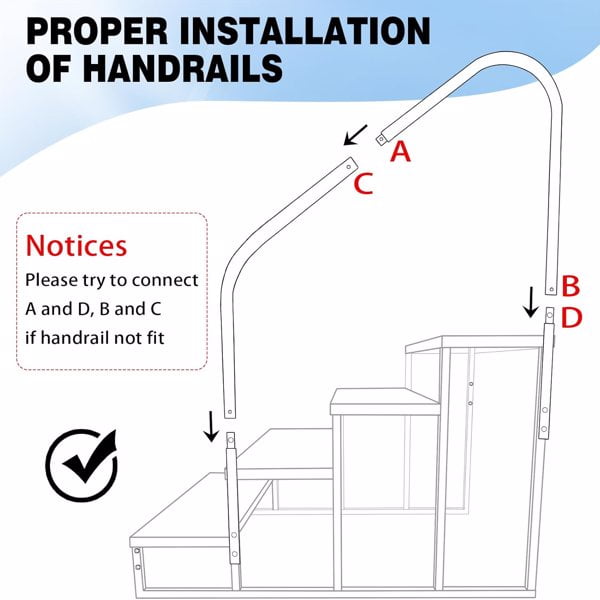 Swimming Pool Ladder above Ground, RV Steps with Handrail, Heavy Duty Pool Step Hot Tub Steps, 660 lbs Weight Capacity Camper Step Stool Mobile Home Stair for Getting High