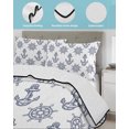 thumbnail image 3 of Quilts Queen Size Bedding Set, Blue Anchor Nautical Reversible Summer Quilt 3 Pieces, Rudder Coastal Summer Ocean Lightweight Bedspreads Coverlets with 2 Pillow Shams for All Seasons, 3 of 5