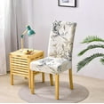 thumbnail image 6 of Elastic Parsons Chair Covers for Dining Room Chair Seat Covers, Chair Protectors, Party Pet Protection, Universal Soft Polyester (Set of 2, Flowers Beige II), 6 of 9