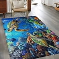 thumbnail image 3 of 3'x5' Area Rugs, Blue Sea Turtle Ocean Indoor Outdoor Area Rug for Living Room Bedroom, Colorful Coral Sea Underwater Washable Bathroom Rugs Kitchen Floor Carpet Mats Home Decor Aesthetic, 3 of 8