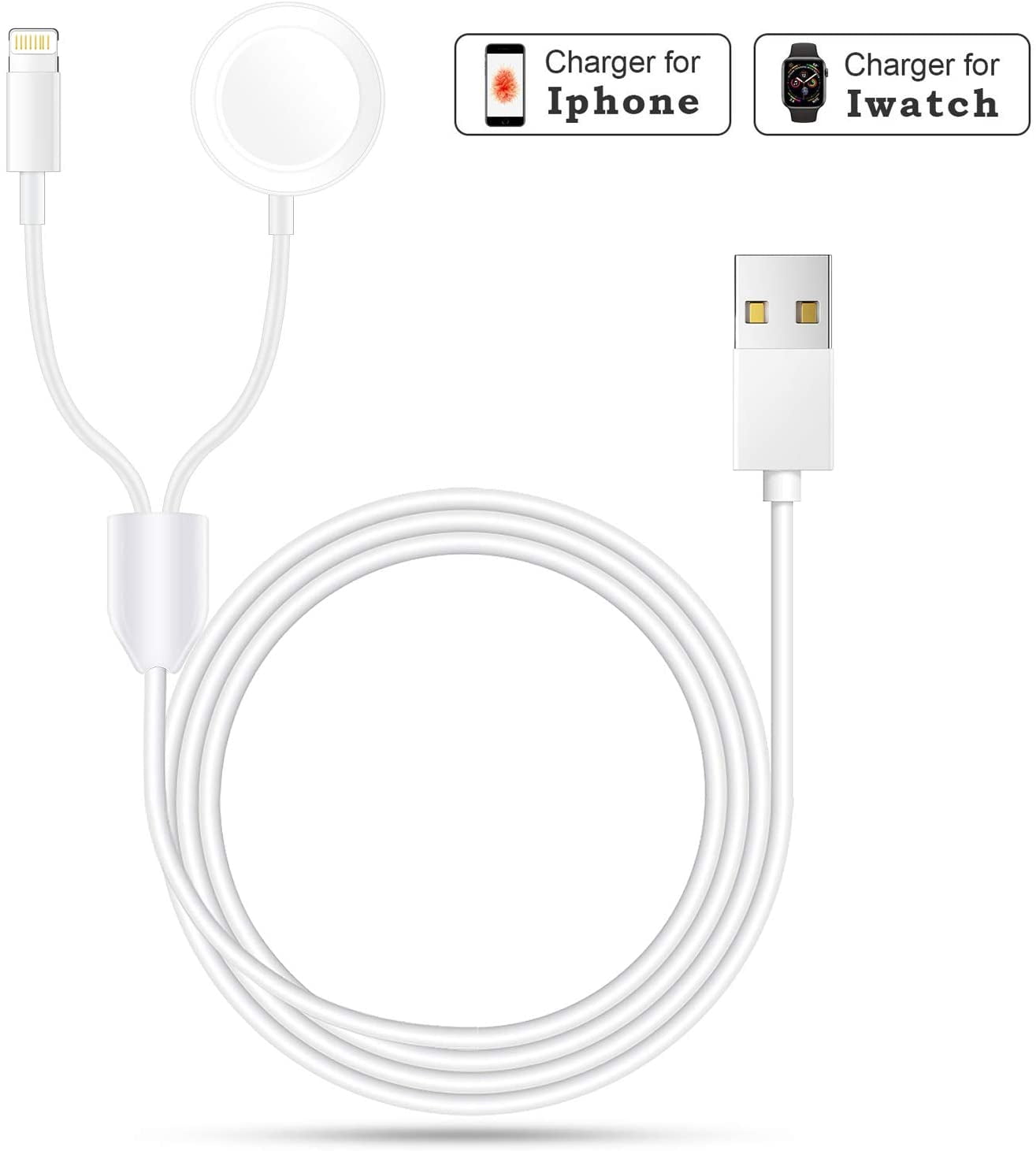 2 in 1 for Apple Watch Charger for iPhone and Watch Charger Cable