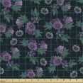 thumbnail image 2 of Ambesonne Floral Fabric by the Yard Upholstery, Retro Lily Flowers Pattern, 1 Yard, Dark Purple Fuchsia, 2 of 5