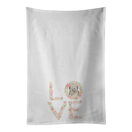 

Briard #4 LOVE White Kitchen Towel Set of 2 19 in x 28 in