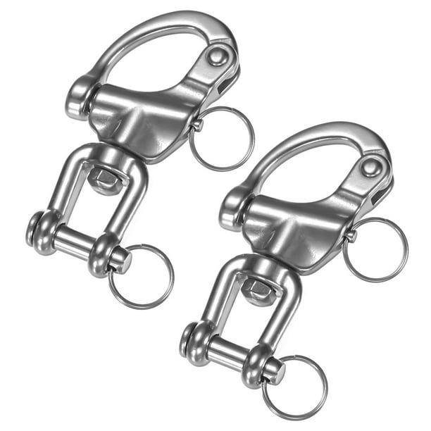 Uxcell 2PCS 87 mm Gancho de Rotación de Mandíbula de Acero Inoxidable 316 700KG Aparejo de Navegación/Camping/Marino