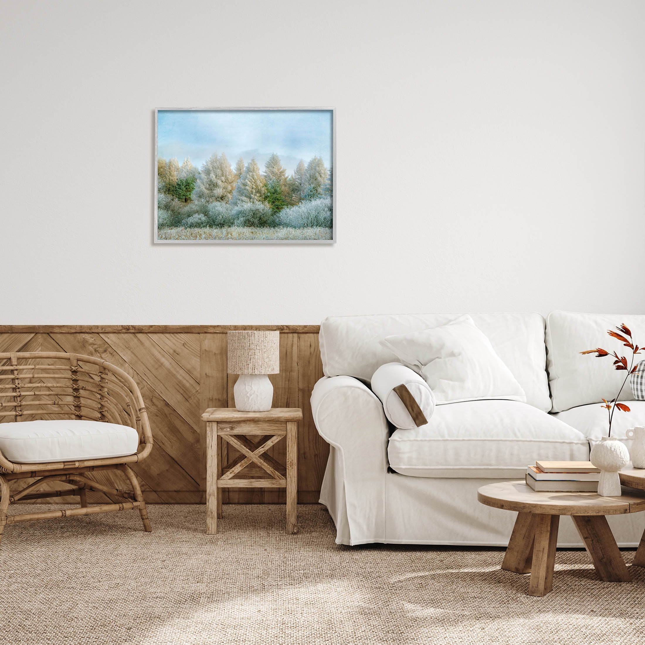 Woodland Grove Forest Trees Landscape Photograph Gray Framed Art Print Wall Art