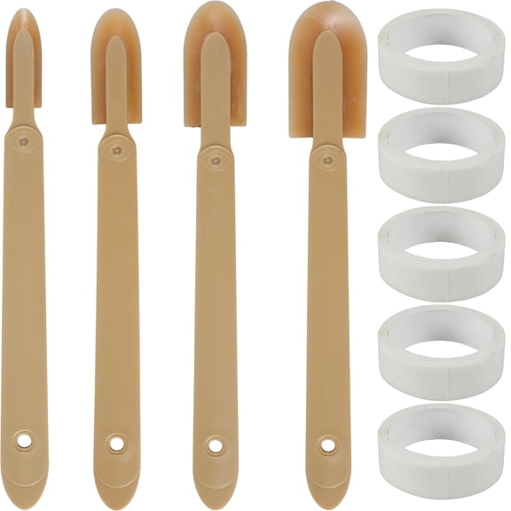 4Pcs Rubber Spatula Caulking Tool, Grout Finishing Set with 5 Textured Paper, Multi Functional Seam Filling Tool Set Reusable Caulking Applicator Spatula