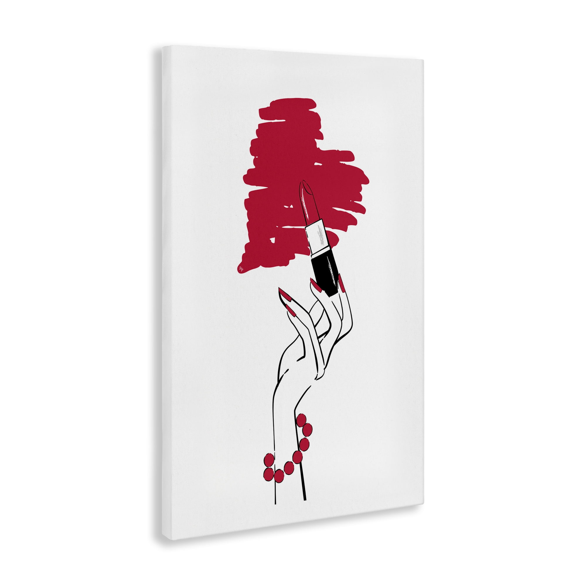 Stupell Industries Lipstick Heart Shape Beauty & Fashion Painting Gallery Wrapped Canvas Art Print Wall Art, 24 x 36