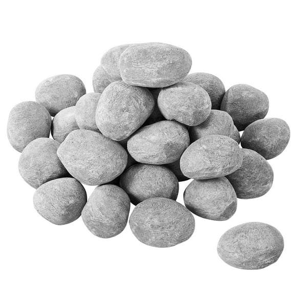 VEVOR Ceramic Fire Pebble Stones, 2-3 inch 30 Pcs Lava Rocks, Reusable Fire Pit Stones Indoor and Outdoor Use, Decorative Firepit Stone for Propane/Gas Fireplace, Stove, Courtyard, Camping