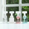 thumbnail image 4 of Distributeur de savon liquide 250 ml, flacon pompe moussant en plastique en forme de fleur, flacon de rangement vide pour voyage, bleu translucide, 4 of 4