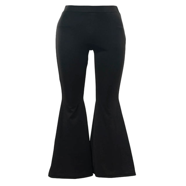 Women Solid Color Wide Leg High Waist Stretchy Bell Bottom Flare Pants With Plus Size