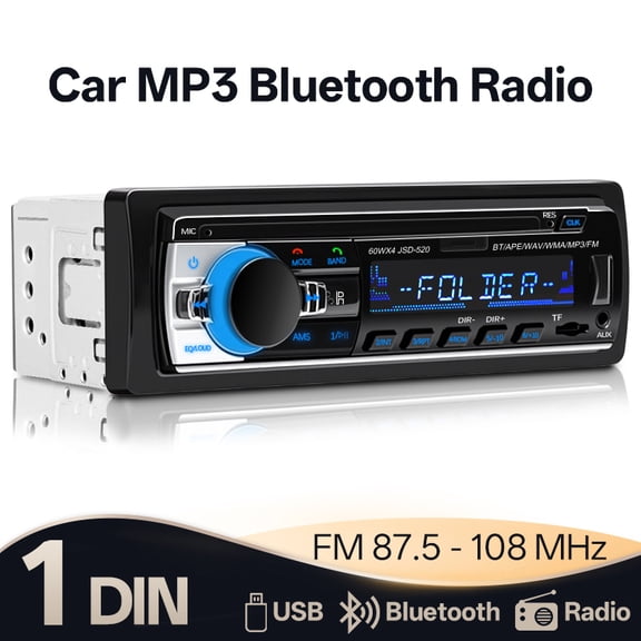 Car Radio 1din Stereo Bluetooth Mp3 Player Digital FM Receiver Auto Audio Play Music With AUX/USB/TF Card Universal