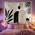 thumbnail image 2 of Overlapping Arches and Palm Leaves on White, Serene Minimalist for Modern Decor Enthusiasts, Geometric Wall Art, Housewarming Gift Tapestry Wall Hanging for Bedroom and Living Room, 2 of 7