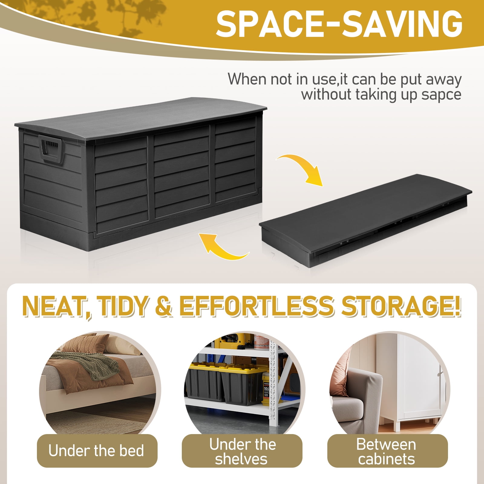 Ktaxon, Outdoor Storage Deck Box, 80gal, Collapsible Garden Resin