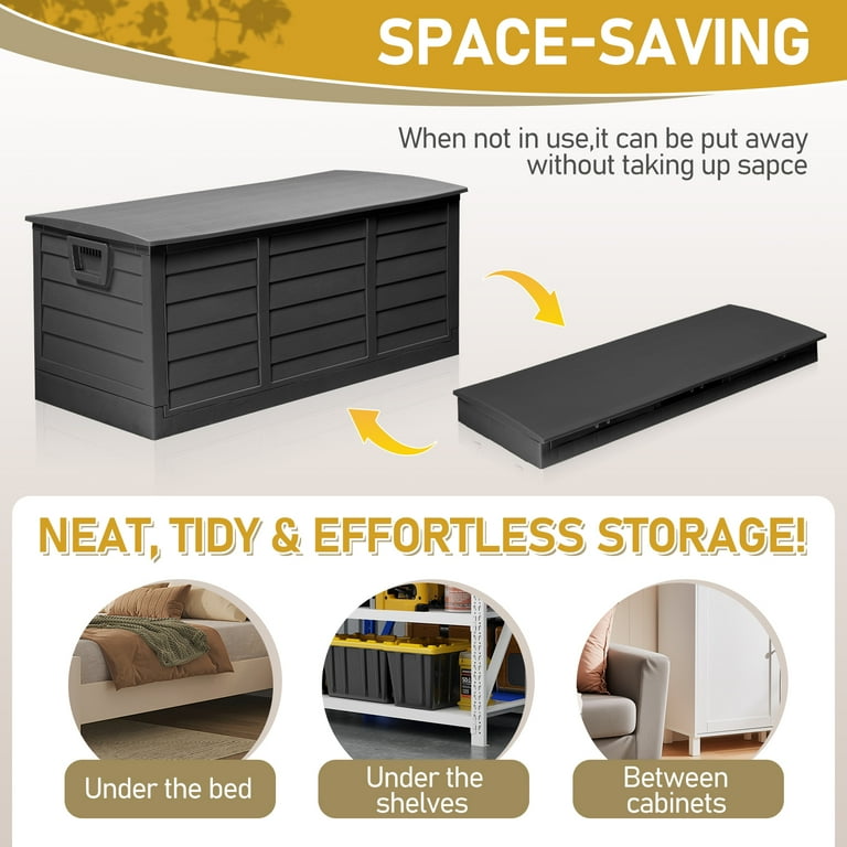 TK BOX 75 （55x75cm） Ktaxon 75gal Outdoor Garden Resin Storage Deck Box Tools Black