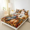thumbnail image 4 of Manfei Western Farmhouse Screcrow Twin Sheet Sets,Orange Pumpkin Maples Twin Fitted Sheet,Hello Fall Flat Sheet For Child,Ultra Soft Home Decor,3 Pieces, 4 of 7