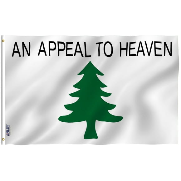 ANLEY [Fly Breeze] 3x5 Foot An Appeal To Heaven Flag - Vivid Color and UV Fade Resistant - Canvas Header and Double Stitched - Pine Tree Flags Polyester with Brass Grommets 3 X 5 Ft