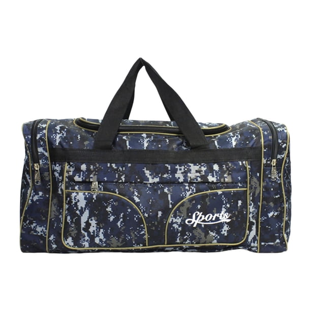 Bolsa de viaje de lona, bolsa de equipaje de gran capacidad para gimnasio, deportes y mochileros. Patrón azul