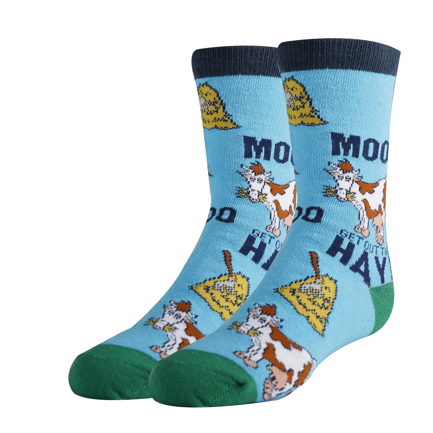 OoohYeah Kids Funny Cute Crew Socks, Mooo Over, Novelty Crazy Socks for