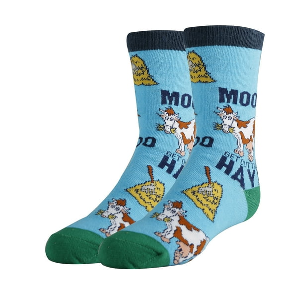 OoohYeah Kids Funny Cute Crew Socks, Mooo Over, Novelty Crazy Socks for Boys & Girls