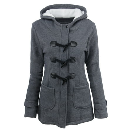 

JDEFEG Figs Scrub Jacket Women Solid Color Horn Buttons Cardigan Padded Hooded Coat Jacket Overcoat Jacket Women Oversized Polyester Dark Gray M