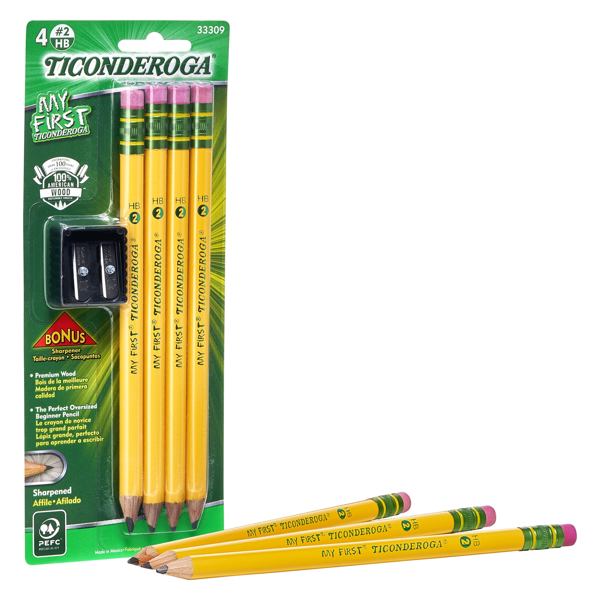 My First Ticonderoga Pencil, Wood-Cased Large Pencils with Bonus