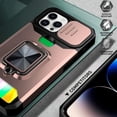 thumbnail image 6 of Design for iPhone 14 Pro Phone Case with Screen Protector Card Holder Stand Kickstand Heavy Duty Slim Shockproof Hybrid Rugged Drop Protective Cover for iPhone14pro Women 6.1 inch Rose Gold, 6 of 16