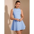 thumbnail image 4 of Baby Blue A-Line Sleeveless Fitted Waist Elegant Mini Dress For Women, 4 of 8