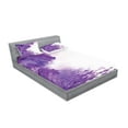 thumbnail image 2 of Ambesonne Flower Fitted Sheet & Pillow Sham Set, Iris Petals, Queen, Violet White, 2 of 2
