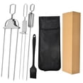 thumbnail image 3 of Xihbxyly Juego de Tenedores para Asar, Brochetas Semiautomáticas de Acero Inoxidable, Mecanismo de Liberación de Alimentos Sin Esfuerzo, Diseño Seguro de Puntas Puntiagudas, Ideal para Barbacoas, Reu, 3 of 7