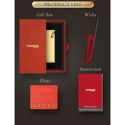 Swiss Vintage Brass Soft-Flame Kerosene Lighter, Refillable, Compact, Grinding Wheel, Unique, Gift Box, Thorens Long Fellow - Inclined Wheel Ignition