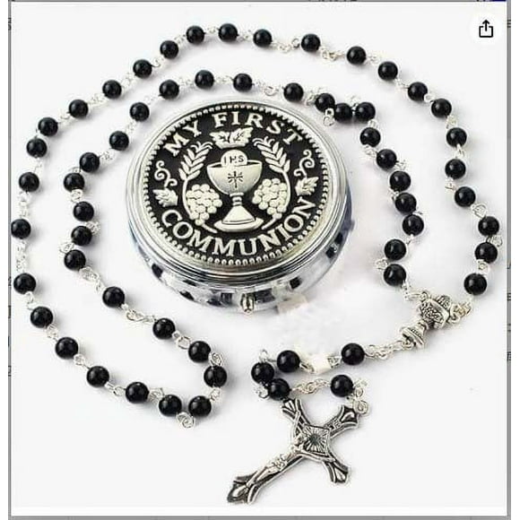 Collar con cruz de rosario de cerámica suave, joyería con cuentas de cerámica, collar decorativo, regalo