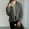 thumbnail image 2 of Women's long-sleeved comfortable and warm wool bed Coat with zipper stand collar, plus size, 2 of 7