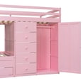 thumbnail image 6 of Harper & Bright Designs Full over Full Bunk Bed with Storage Wardrobe and Drawers, Full Size Wood Space-Saving Bunk Bed with Guardrail for Apartment, Bedroom, Pink, 6 of 20