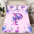 thumbnail image 2 of Manfei Letter P Monogrammed Full Size Sheets,Watercolor Rustic Flowers Bed Sheets,Cute Butterflies Sheet Sets For Girls,Microfiber Room Decorative,4pcs, 2 of 7