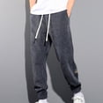 thumbnail image 2 of SBYOJLPB Men's Solid Color Pants Casual Elastic Waistband Drawstring Pocket Joggers Trousers, 2 of 5