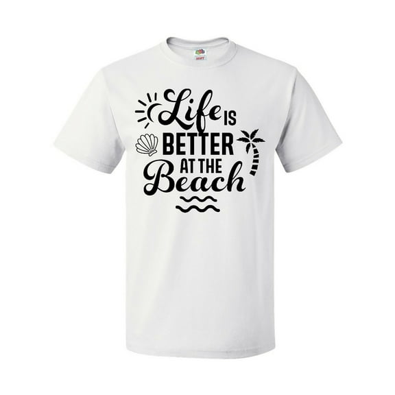 Inktastic Life is Better at the Beach with Sunshine Seashell and Palm Trees T-Shirt