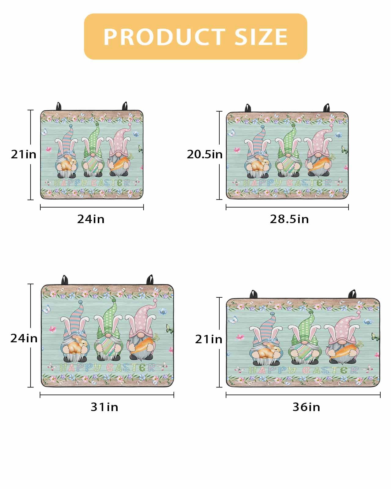 Large Induction Cooktop Protector Mat Easter Stove Top Covers for Electric Stove, Farmhouse Gnomes Rabbits Eggs Wooden Grain Decorative Stove Burner Cover Mats, Glass Top Stove Cover