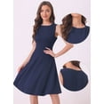 thumbnail image 2 of DARING DIVA Boat Neck Sleeveless A Line Midi Dress XL Dark Blue, 2 of 6