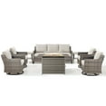 thumbnail image 2 of PARKWELL 8 Piece Outdoor Patio Furniture Set with Fire Pit Table,All-Weather Conversation Set with 4-Inch Thick Cushions,4 Swivel Glider Chair,7-Seat Furniture Sets for Deck, Backyard,Gray/Beige, 2 of 12