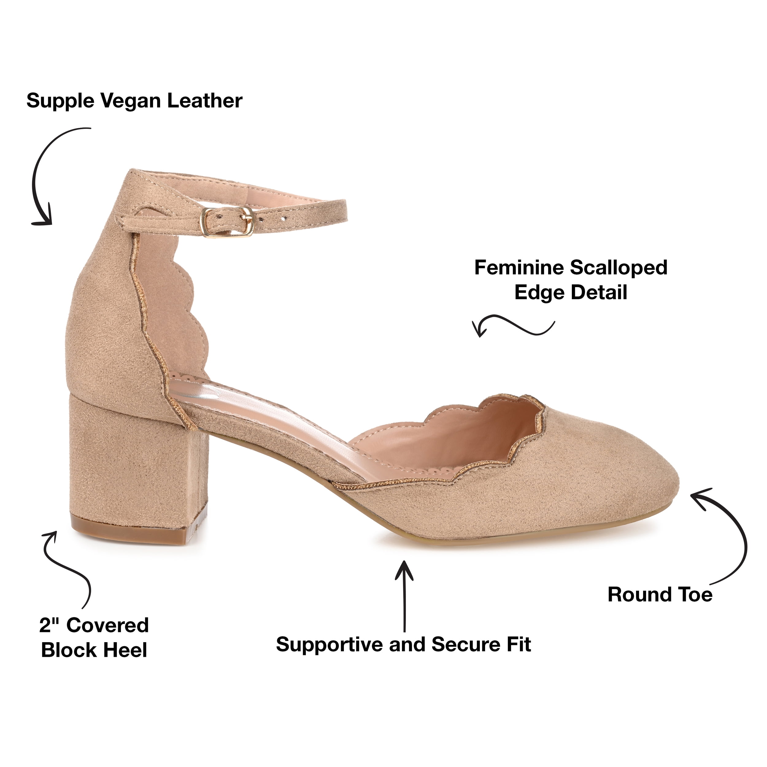 Journee Womens Edna Round Toe Low Block Heel Pumps, Widths Available