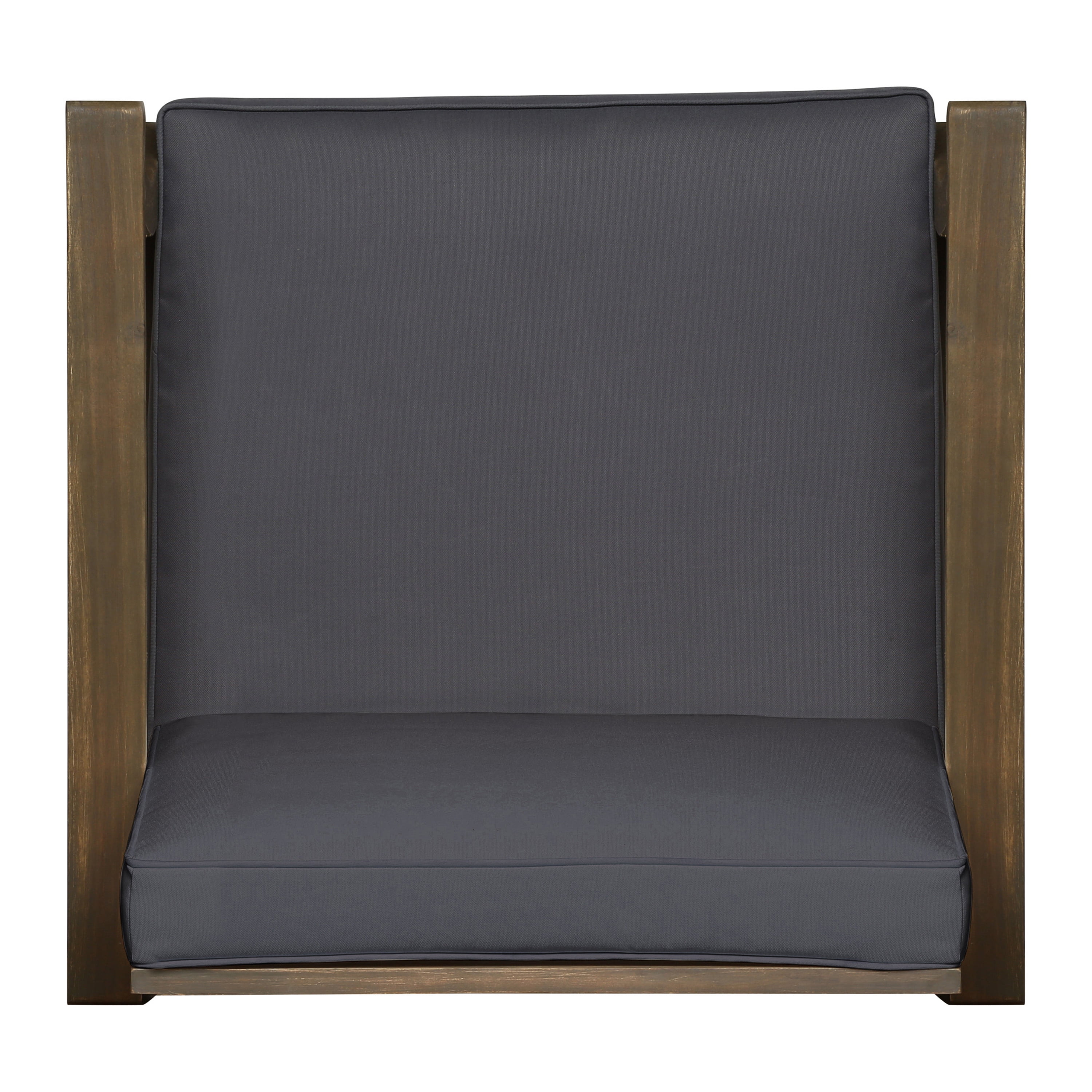 Outdoor Single Acacia Wood Club Chair, Comfort Leisure Seat for Patio Garden, Dark Gray
