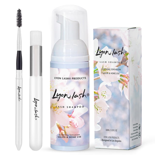 Champú para extensión de pestañas Lyon Lash, fórmula suave, kit limpiador de espuma sin parabenos y sin aceite | Quitar el maquillaje de ojos | Salón y uso doméstico