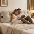 thumbnail image 7 of Triangular Headboard Pillow for Twin Dorm Bed, Wedge Backrest Bolster Cushion 31.5x19.6x7.8 Inch with Side Pockets, Long Back Support Pillow for Sitting in Bed Reading College Dorm, 7 of 7