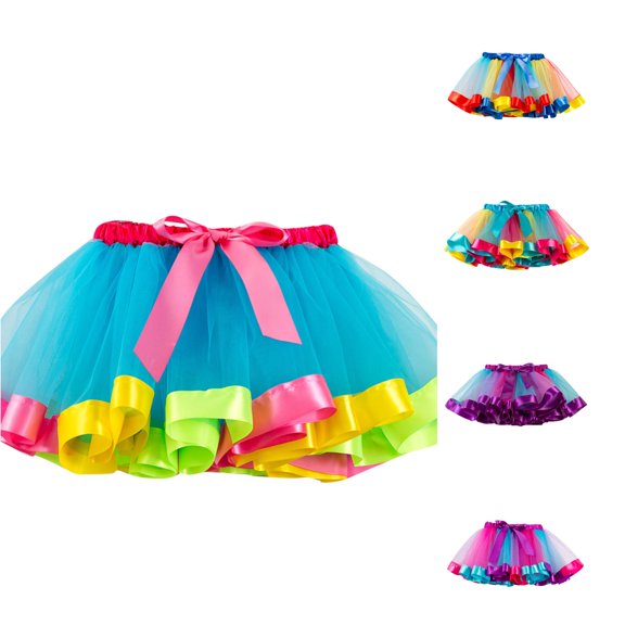 SUXIAN Girls Skirts Carnival Mesh Tutu Ballet Dance Party Outfit For Kids Toddler Girl Skirts Light Blue_001 5-8 Years