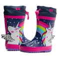 thumbnail image 2 of Bota De Lluvia Afelpada Para Niña Unicornio Estrellas Marino azul marino 18, 2 of 6